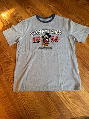 Disneyland 1955 Mickey Ringer Tee — Gray with Navy Trim